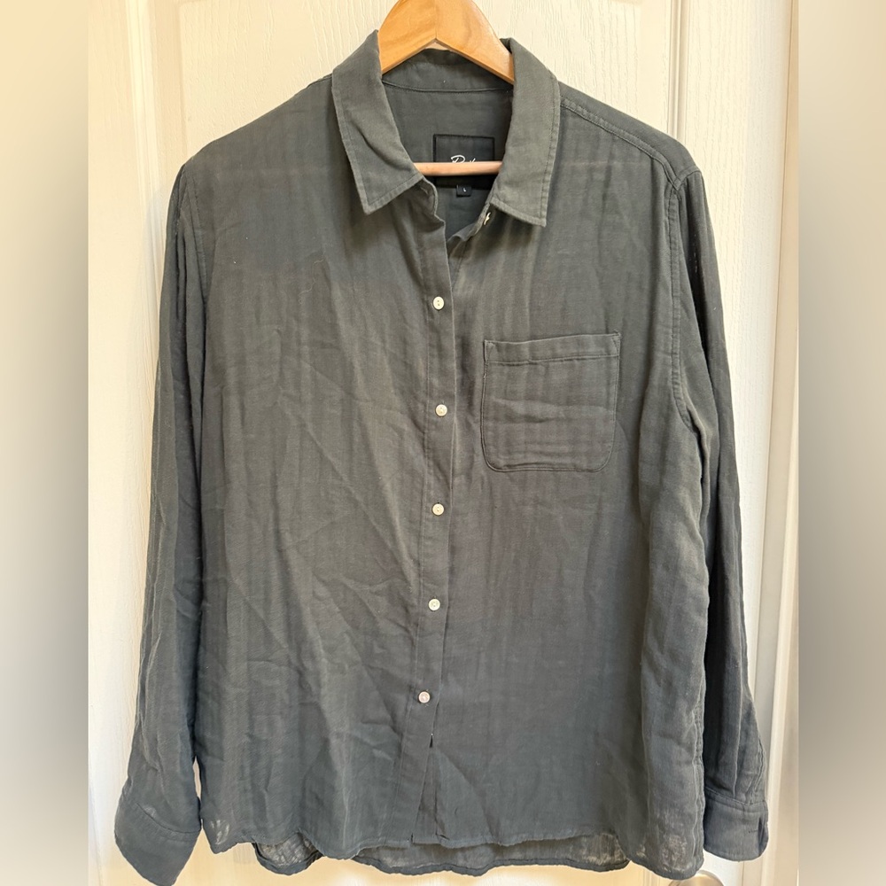 Rails Black Dark Grey Organic Cotton Button down shirt